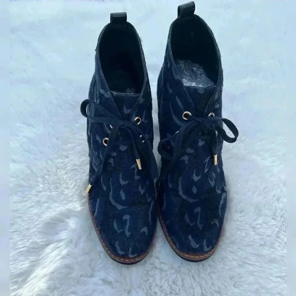 Louis Vuitton Denim Chambray Ankle Wedge Boots - Picture 5 of 9